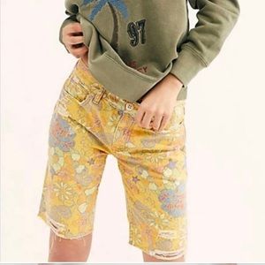 Free People Banana Combo Distressed Shorts